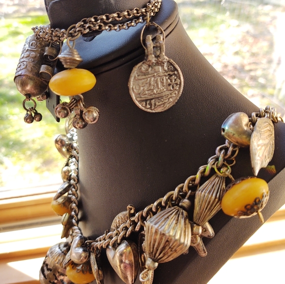 Vintage Bohemian Yellow Beaded Chain Necklace, Bracelet & Earrings Set of 3 - Picture 11 of 16